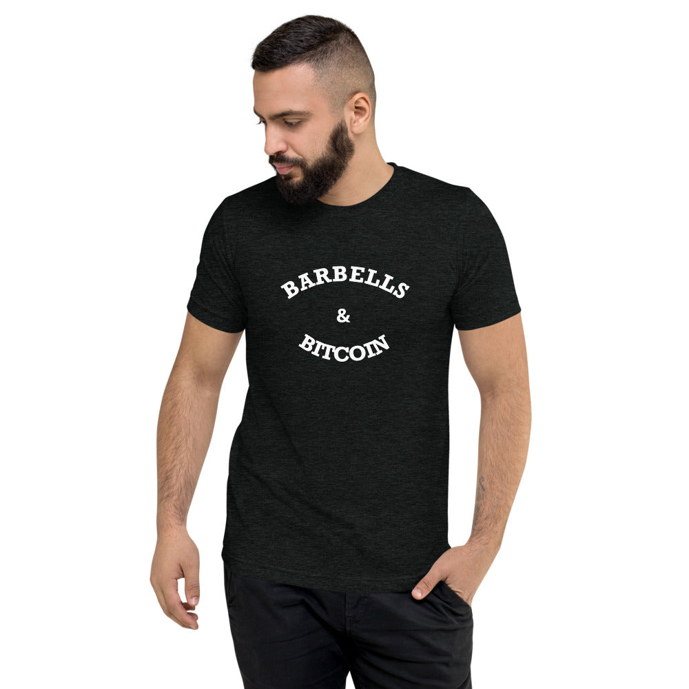 Barbells and Bitcoin Men's Short sleeve t-shirt