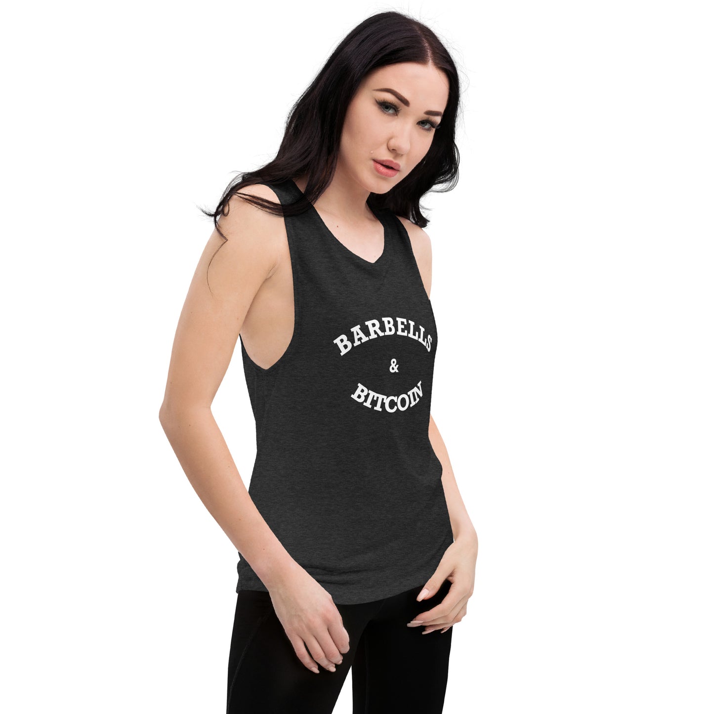Barbells and Bitcoin Ladies’ Muscle Tank